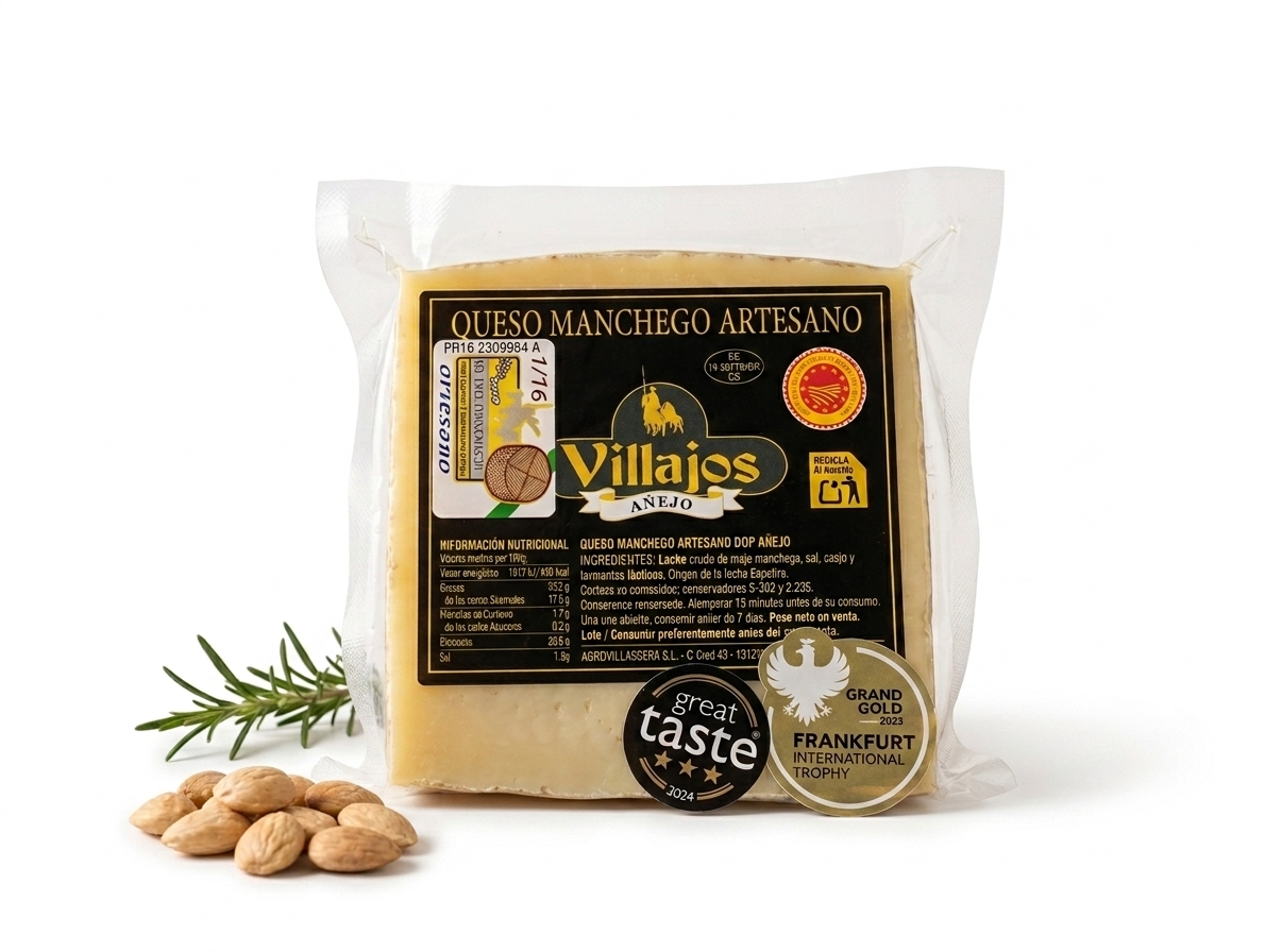 Cuña queso manchego artesano añejo Villajos