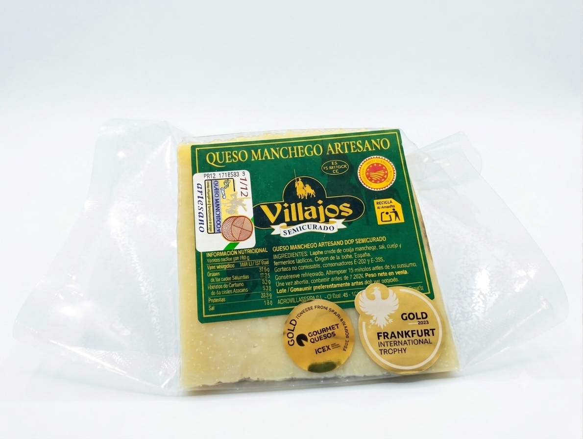 Cuña queso manchego artesano semicurado Villajos